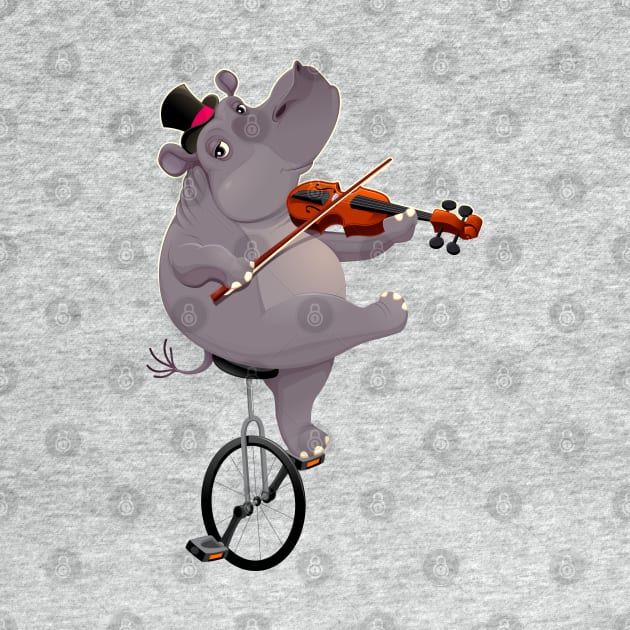 Funny hippo on an unicycle by ddraw